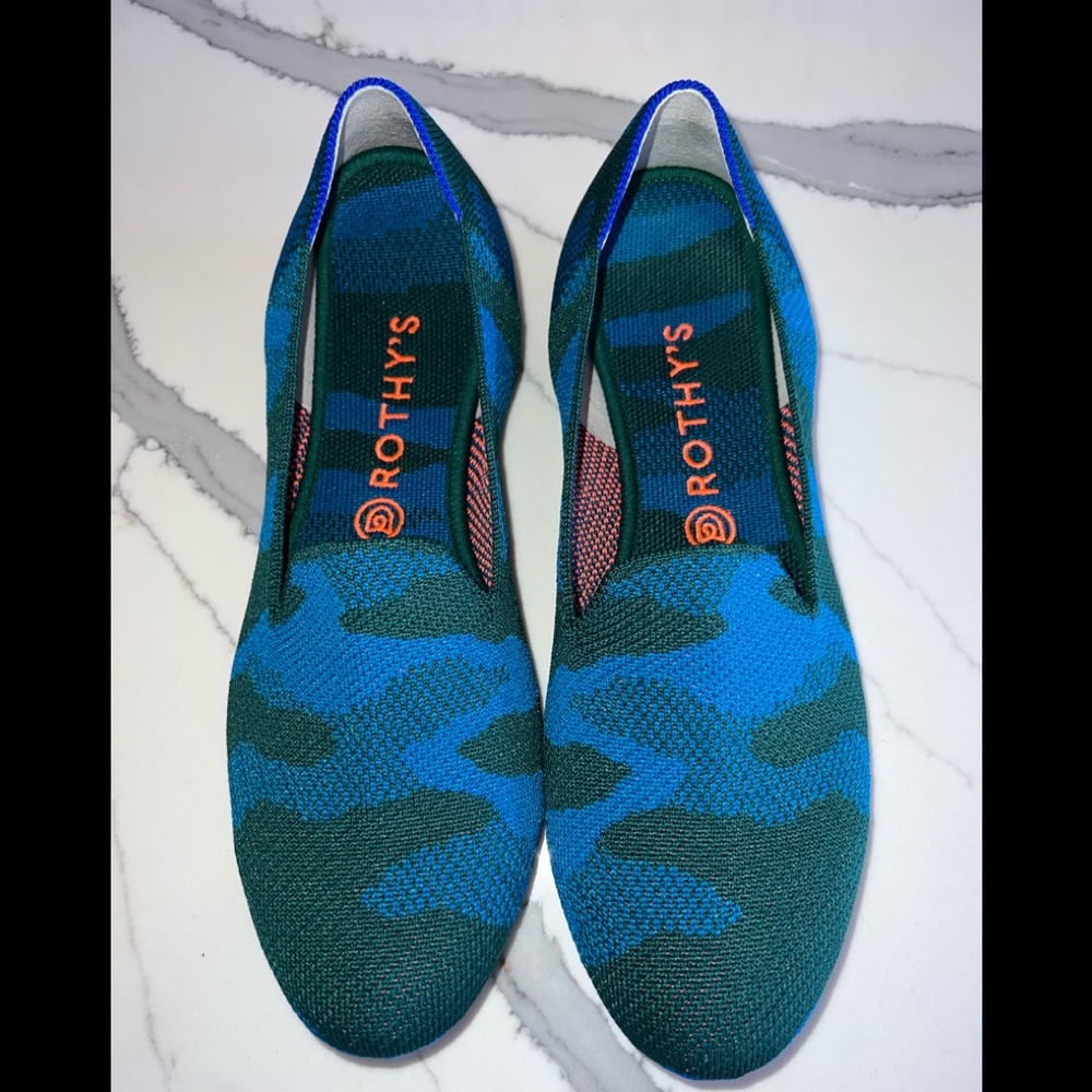 Rothy’s Teal Camoflauge Loafers